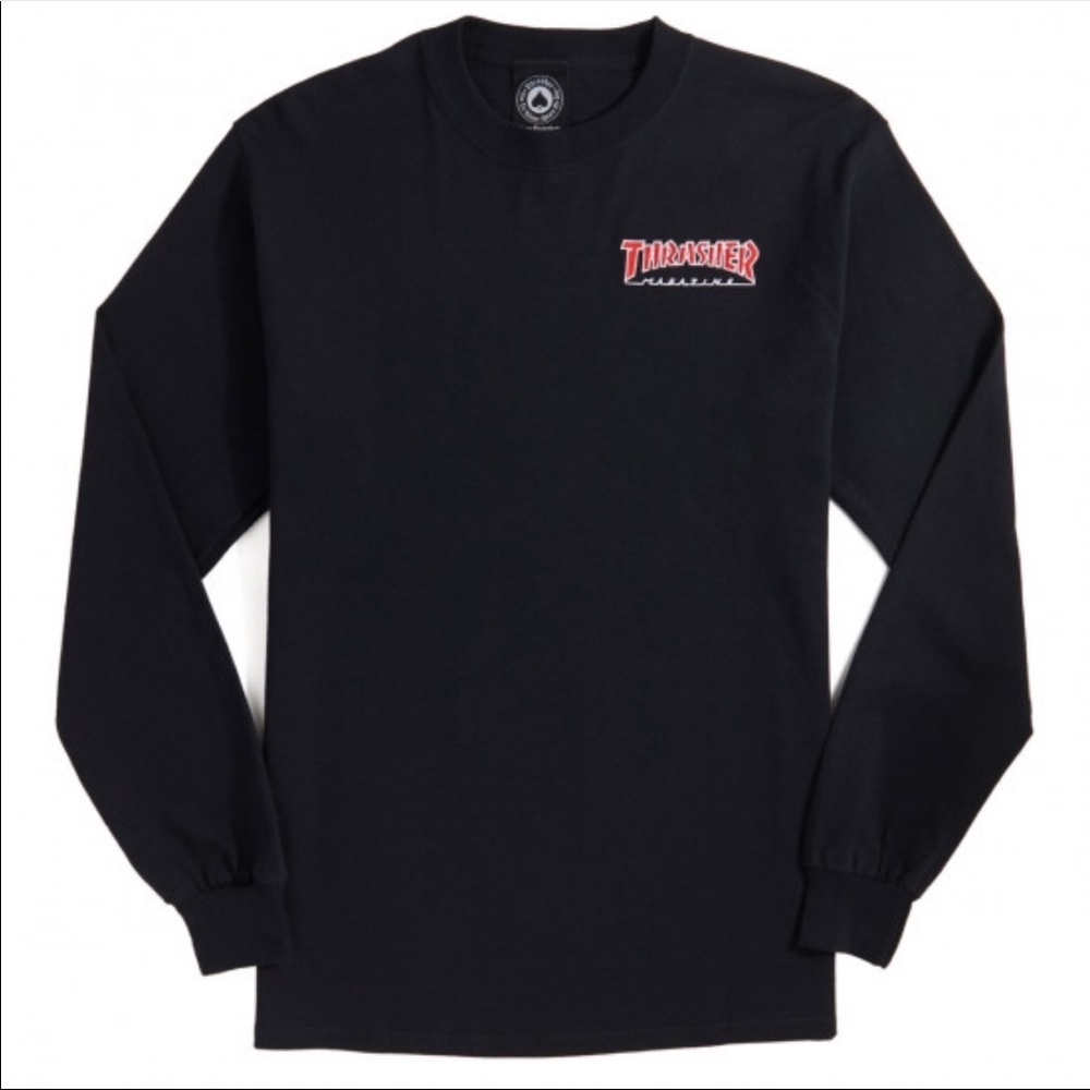Thrasher Embroidered Outlined Long Sleeve T-Shirt